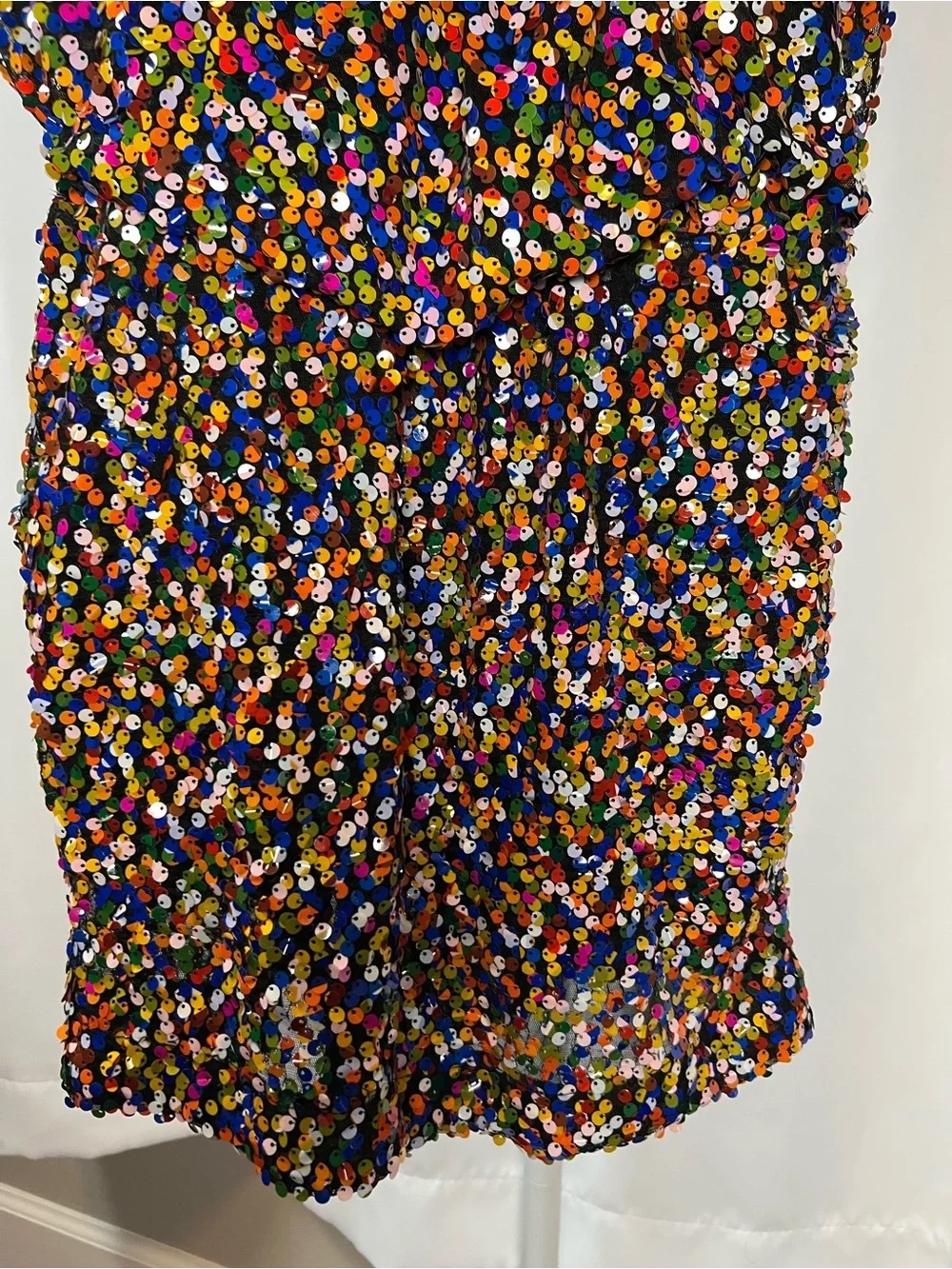 GUESS NWT Multicolor Sequin Shorts Romper Pockets Size Small Party Festival